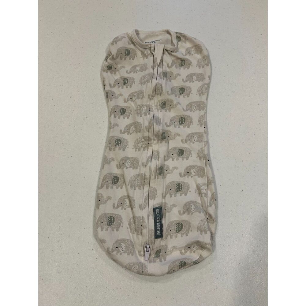 Newborn Baby SwaddleMe Grey Elephants Zip Swaddle